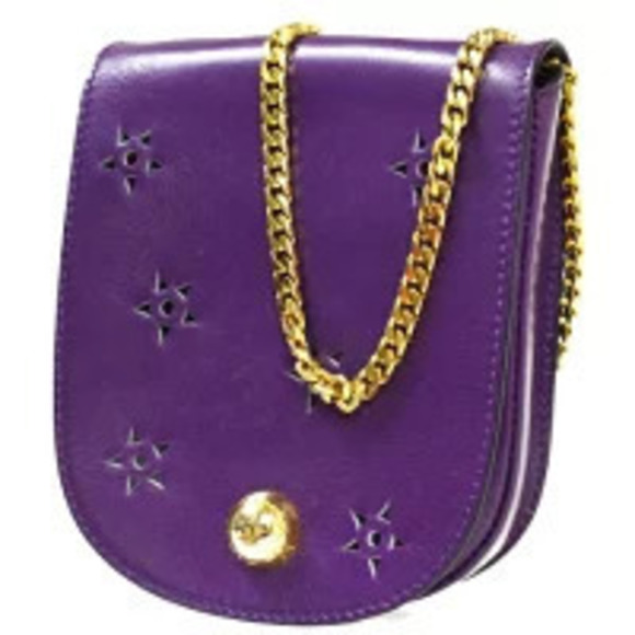 Celine Handbags - Celine Pochette Crossbody Chain Shoulder Bag Purple Leather